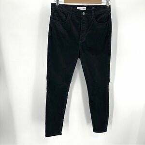 LOFT PETITE Skinny Pants Corduroy Womens 28 6P Black High Waist Pockets Academia